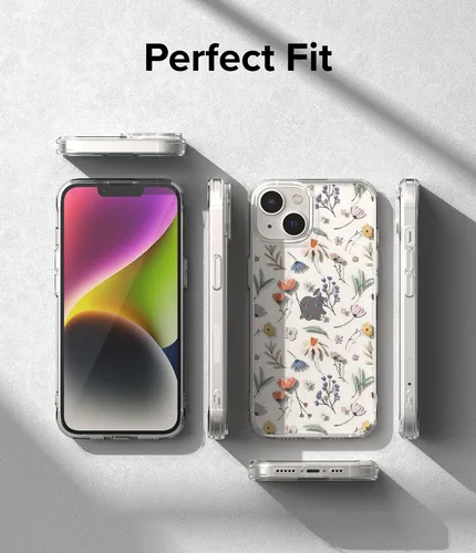 Miniatura 6 de Ringke Fusion Design - Funda compatible con iPhone 14 de 6.1 pulgadas, parte trasera dura transparente con diseño de flores, a prueba de golpes