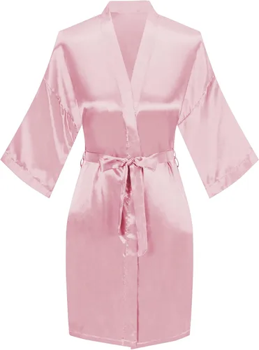 Miniatura 18 de Bata de boda para mujer, para novia, dama de honor, corta, de satén, kimono, batas de seda para prepararse, fiesta nupcial