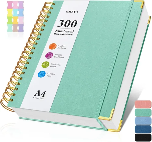 Miniatura 7 de Cuaderno espiral 8.5" x 11", 300 páginas numeradas cuadernos rayados de tamaño universitario con contenido, 100GSM cuaderno grueso para mujeres