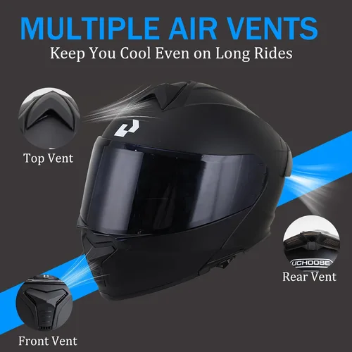 Miniatura 4 de Uchoose Modular Motorcycle Helmet Flip Up Full Face, DOT Approved Motorcycle Helmets for Men and Women, Dual Visor with Extra Clear Shield, Multiple