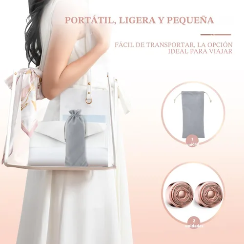 Miniatura 8 de Depilación facial para mujeres, afeitadora portátil, removedor de pelo indoloro recargable para cara, labios superiores, barbilla, pelusa