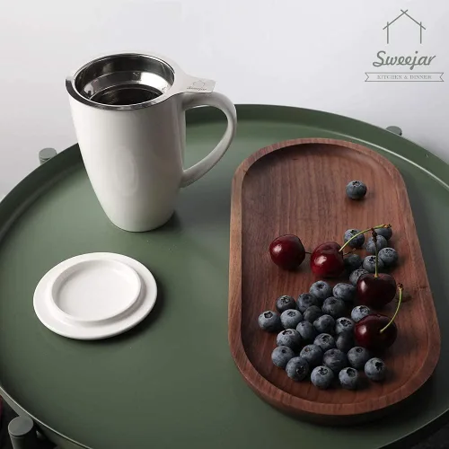 Miniatura 3 de Sweejar Taza de té de porcelana con infusor y tapa, tetera con filtro, máquina de té para hojas sueltas, 16 onzas líquidas para té, café, leche