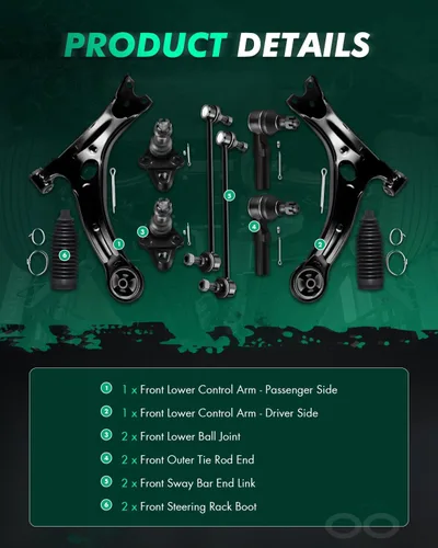 Miniatura 3 de SCITOO Kit de suspensión delantera de 10 piezas, brazo de control inferior, rótulas, barra estabilizadora, extremos de barra de acoplamiento