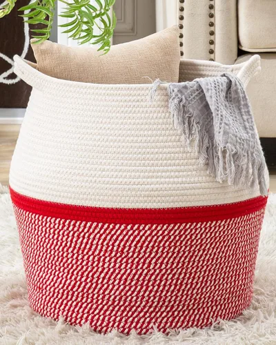 KAKAMAY Cestas tejidas para almacenamiento (17 x 17 pulgadas), canasta grande de ropa para bebé, cesta de lavandería plegable, cesta de manta para