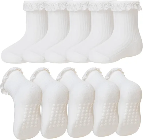 SeeyAN Calcetines antideslizantes para bebés, niños y niñas, de algodón, antideslizantes, 5 pares