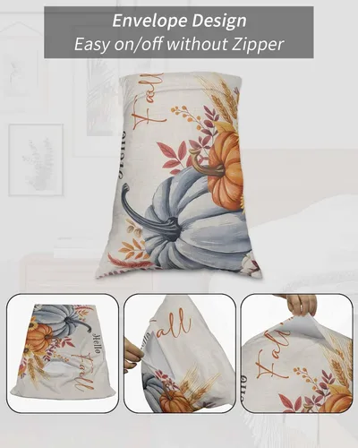 Miniatura 7 de Fundas de almohada de tamaño estándar de Acción de Gracias, 2 paquetes de fundas de almohada suaves decorativas para sofá de cuerpo largo, con Azul