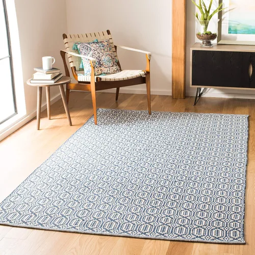 Miniatura 15 de SAFAVIEH Colección Montauk - Alfombra decorativa de 3 x 5 pies, color marfil y azul marino, tejido plano bohemio hecho a mano, de algodón, ideal