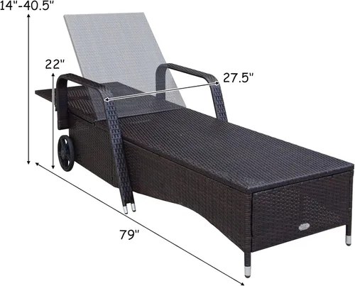 Miniatura 2 de COSTWAY Silla de salón de ratán para patio, sofá reclinable ajustable, acolchado, jardín