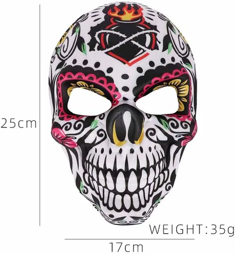 Miniatura 3 de BaronHong Máscara de calavera de azúcar del Día de los Muertos, máscara de Halloween para cosplay, fiesta mexicana, suministros de disfraces