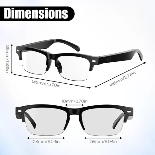 Miniatura 5 de Lentes inteligentes AI para hombres y mujeres con GPT de chat, lentes de traducción Bluetooth (más de 165 idiomas y acentos), lentes que cambian