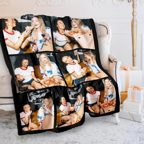 Miniatura 12 de Gowelly Manta personalizada con texto fotográfico, manta personalizada con imágenes para adultos, regalos de aniversario personalizados