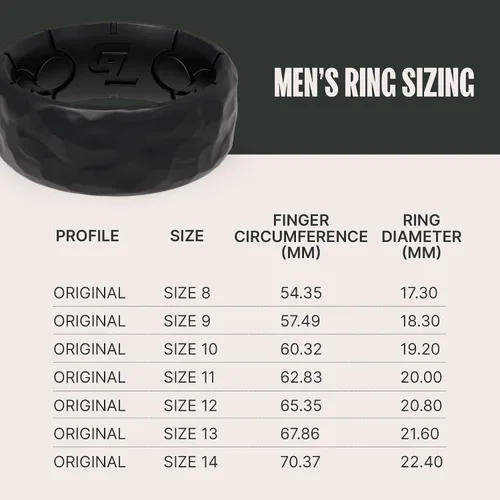 Miniatura 5 de Groove Life Zeus - Anillo de silicona martillado martillado de goma transpirable para hombres, cobertura de por vida, diseño único, anillo de ajuste