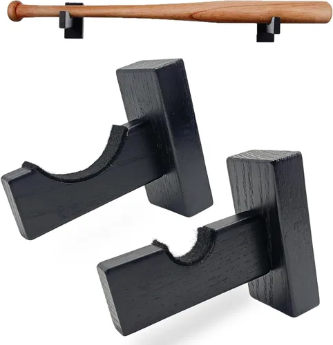 Orga'Neat Estuche de exhibición para bate de béisbol, soporte de pared para bate colgador, estante horizontal de árbol de fresno sólido hecho a mano