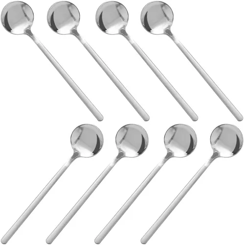 Miniatura 10 de findTop - Juego de 8 cucharas de café expreso de acero inoxidable chapadas en oro, mini cucharaditas para café, azúcar, postre, pastel, helado, sopa