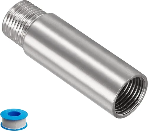 Miniatura 10 de Brazo de extensión de cabezal de ducha, 1.2 pulgadas 1/2PT macho a 1/2PT hembra rosca 304 acoplador de montaje de tubería de acero inoxidable
