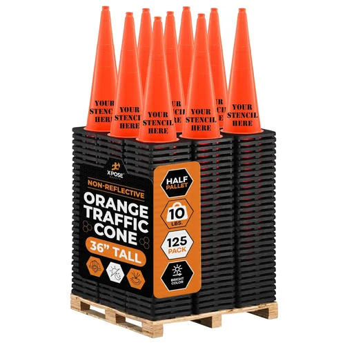 Miniatura 43 de Xpose Safety Cono de tráfico verde lima de 28 pulgadas, paquete de 4, cono de seguridad de PVC de alta calidad para estacionamiento, precaución