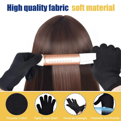 Miniatura 3 de IKOCO Guantes medianos a prueba de calor para peinar el cabello, 2 unidades para plancha plana, varita rizadora y cepillos de aire caliente