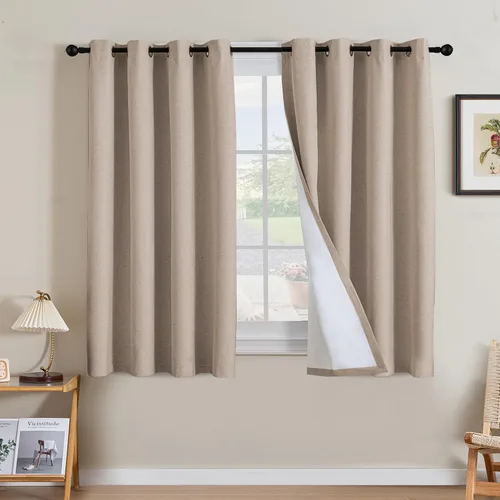 Miniatura 180 de H.VERSAILTEX Cortinas opacas de lino de 63 pulgadas de largo, 100% absolutamente opacas, con aislamiento térmico, con textura de lino, con ojales