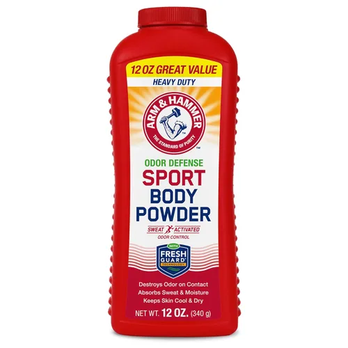 Arm & Hammer Polvo corporal deportivo, polvo para hombres y mujeres, sensación fresca, sin talco, defensa de olores sin aluminio con bicarbonato de