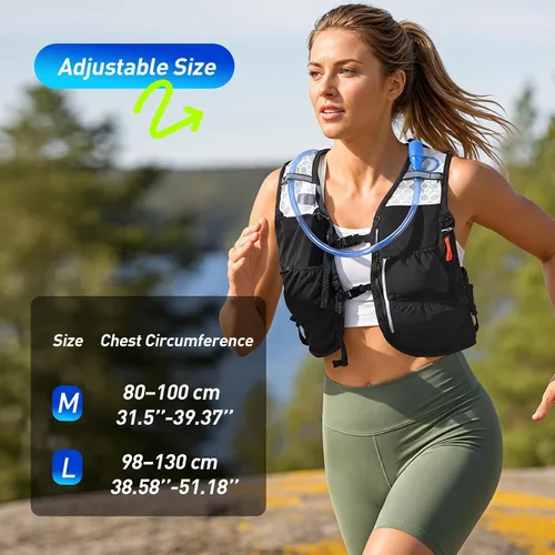 Miniatura 6 de AGPTEK Chaleco de hidratación para correr con bolsa de agua de 2 L para hombres y mujeres, chaleco ligero y ajustable para correr, caminar