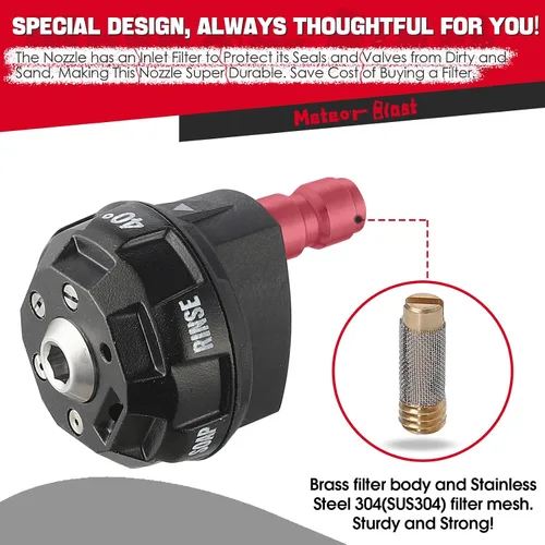 Miniatura 5 de Meteor Blast Puntas de boquilla para lavadora a presión 6 en 1, múltiples grados en uno, cambio rápido y ajustable, conector rápido de 1/4 pulgadas