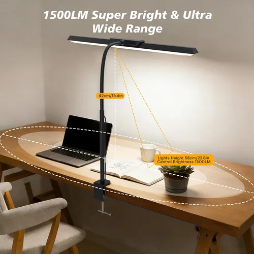 Miniatura 6 de Lámpara de escritorio LED para oficina y hogar, luz de escritorio de arquitecto con atenuación continua con adaptador de CC, lámpara de escritorio