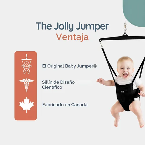 Miniatura 3 de Jolly Jumper Icónico (Gris Safari), Saltador de Puerta para Bebés, Silla de Ejercicio para Interiores, Altura Ajustable, para Bebés de hasta 12.7