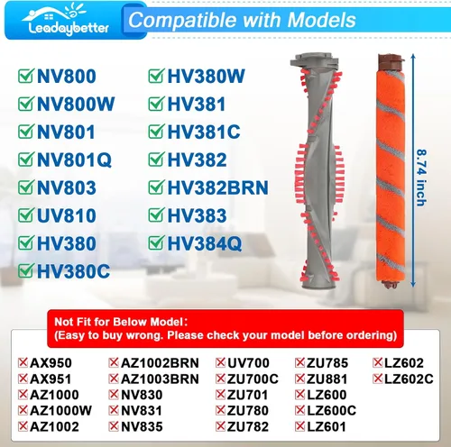 Miniatura 3 de Leadaybetter Kit de repuesto de rodillo de cepillo compatible con aspiradora Shark DuoClean NV800 NV801 NV803 UV810 HV380 HV381 HV381C HV382 HV383