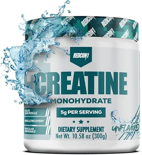 REDCON1 Monohidrato de creatina, apto para dieta cetogénica + suplemento vegano antes y después del entrenamiento, creatina en polvo para apoyar la