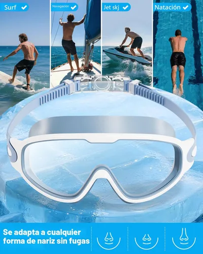 Miniatura 7 de Aegend - Nuevas gafas de natación de visión amplia para adultos, con protección antiniebla/UV, sin fugas, con tapones para los oídos para hombres