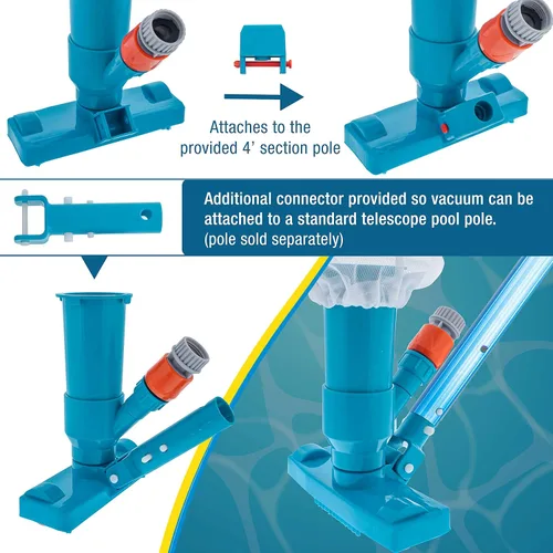 Miniatura 6 de U.S. Pool Supply Aspiradora de piscina sobre el suelo, aspiradora manual de piscina, limpiador de spa para bañera de hidromasaje, estanques - poste