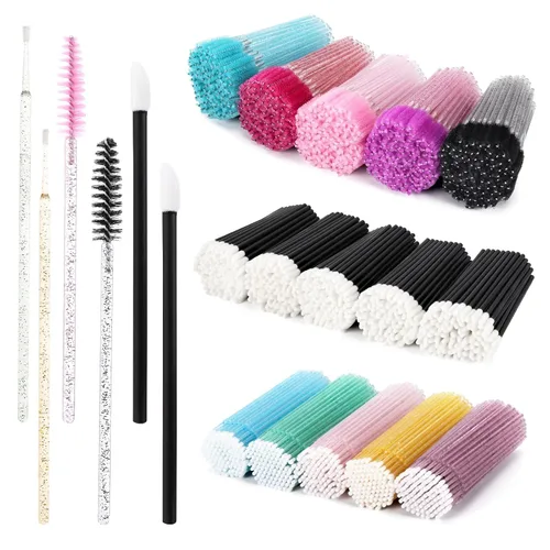 Miniatura 9 de Kit de suministros de extensión de pestañas de 1500 piezas, 500 varitas de rímel, 500 cepillos de labios, 500 micro hisopos negros, cepillos