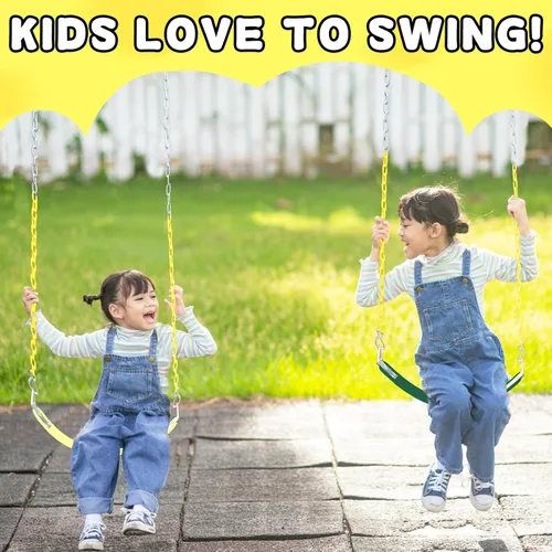 Miniatura 7 de Juego de columpio para niños con cadena - columpio para adultos con anillo de metal de acero inoxidable en forma de T - adecuado para patio trasero