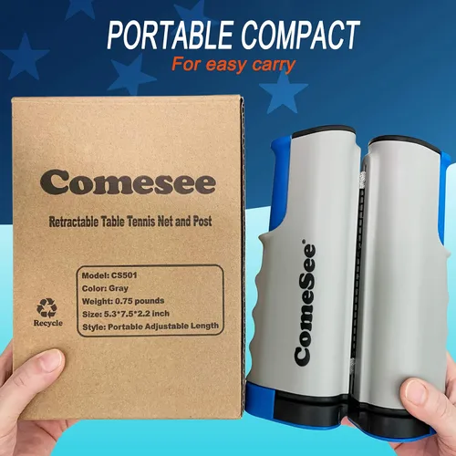 Miniatura 6 de Comesee Red de ping pong retráctil para cualquier mesa, redes de tenis de mesa y equipos de postes para reemplazo