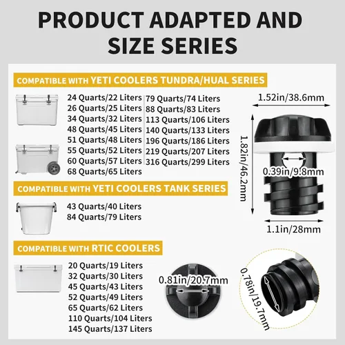 Miniatura 3 de Cooler Plug for YETI, 2 Pack Leak Proof Drain Replacement Plugs Compatible with YETI Tundra Roadie Tank Coolers & Other Cooler Accessories