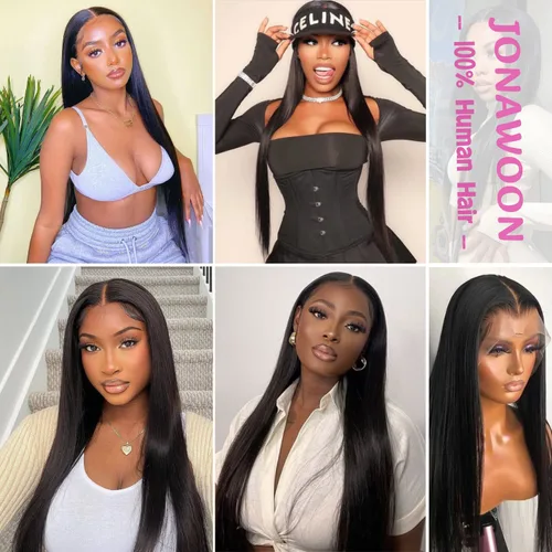 Miniatura 6 de Pelucas de cabello humano virgen brasileño con encaje frontal de 22 pulgadas para mujeres negras, color natural, densidad del 180 %, 13 x 4 HD