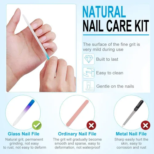 Miniatura 7 de 6 Pack de Limas de Uñas de Cristal con Estuche, Juego de Limas de Uñas para Dedos, Limas de Uñas de Doble Cara, Cuidado Profesional de Manicura