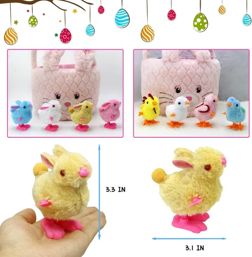 Miniatura 2 de Tuzuaol Paquete de 8 huevos de Pascua precargados con coloridos conejitos y pollitos saltadores de cuerda para rellenos de cestas de Pascua, huevos