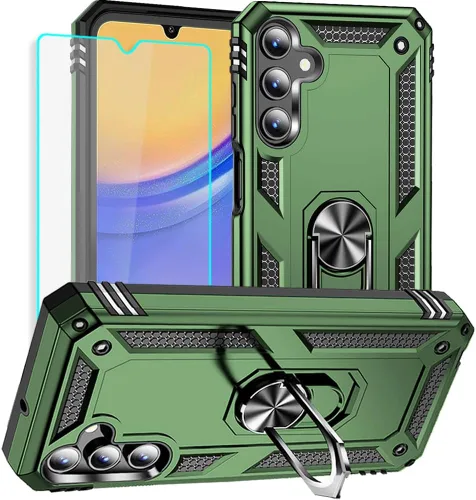 Miniatura 36 de Yiakeng Funda para teléfono Galaxy A12, Samsung A12 con protector de pantalla HD, fundas protectoras de grado militar con anillo para Samsung Galaxy