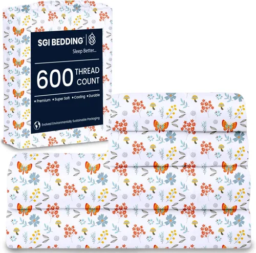 Miniatura 18 de SGI bedding Sábanas de Algodón Egipcio 100% Tamaño Full XL – Juego de Sábanas de 600 Hilos, Suaves, Frescas, Bolsillo Profundo de 16", Ropa de Cama