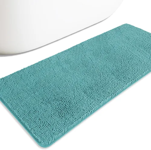 Miniatura 588 de Alfombra de baño pequeña de 12 x 18 pulgadas, lavable y absorbente, antideslizante, alfombra de baño de felpilla gruesa y suave para baño, ducha