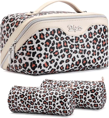 Miniatura 28 de BOYATU Bolsas de maquillaje de viaje Bolsa organizadora de cosméticos: Juego de 3 bolsas de maquillaje de gran capacidad, bolsas de aseo de piel