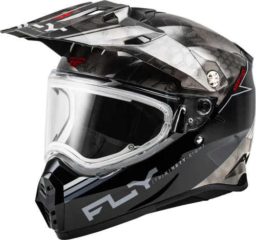 Miniatura 8 de Fly Racing Trekker Cold Weather MX ATV Off-Road Motorcycle Helmet Pizarra/Negro/Rojo (Dual Shield)