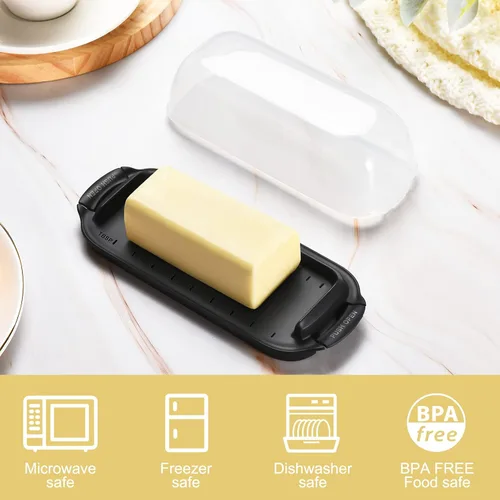 Miniatura 6 de Mantequillera, recipiente para mantequilla con tapa transparente para encimera, mantequillera irrompible para decoración de cocina del hogar