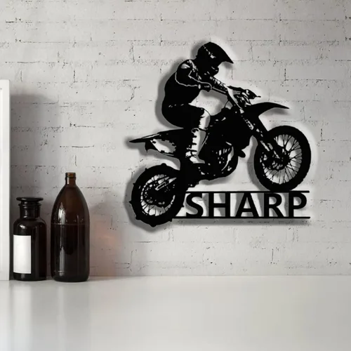Miniatura 5 de Letrero de metal personalizado para motocicleta, arte de pared de metal para motocicleta, letreros de nombre de motociclista personalizados