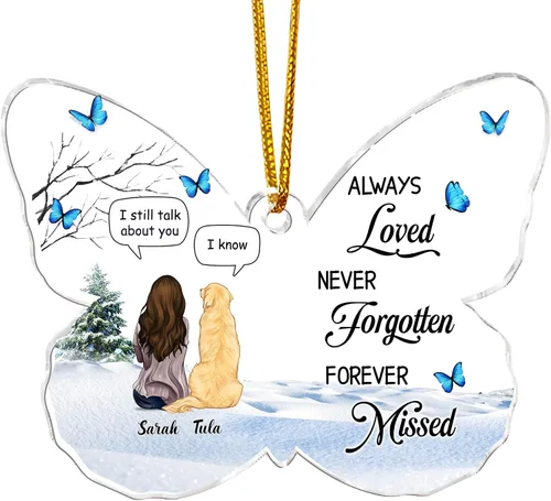 Gossby Adorno conmemorativo de perro en forma de mariposa de acrílico personalizado – Regalo personalizado de condolencias de perro con diseño,