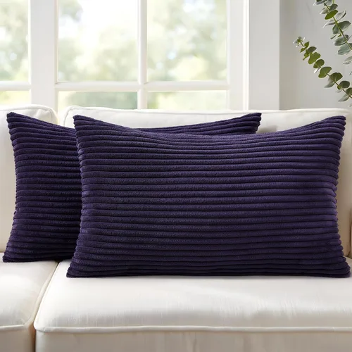Miniatura 37 de Mecatny Juego de 2 fundas de almohada decorativas de pana de 16 x 16 pulgadas para sofá sala de estar, fundas de almohada bohemias suaves y neutras