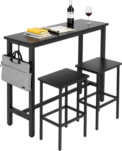 Miniatura 9 de Finnhomy Juego de mesa de bar, mesa de pub de 39.3 pulgadas, mesa rectangular de altura de barra, mesa de bar con taburetes, juego de mesa de cocina