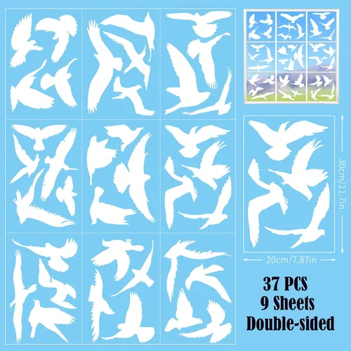 Miniatura 5 de 37 adhesivos anticolisión para ventanas, salva a los pájaros de golpes de ventanas, advierte a los pájaros, color blanco
