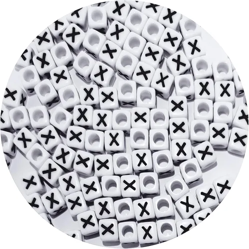 Miniatura 28 de Cuentas cuadradas de letras acrílicas de 0.236 x 0.236 pulgadas, cuentas A del alfabeto para pulseras, joyería, llavero DIY, 100